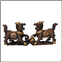 銅麒麟擺件一對