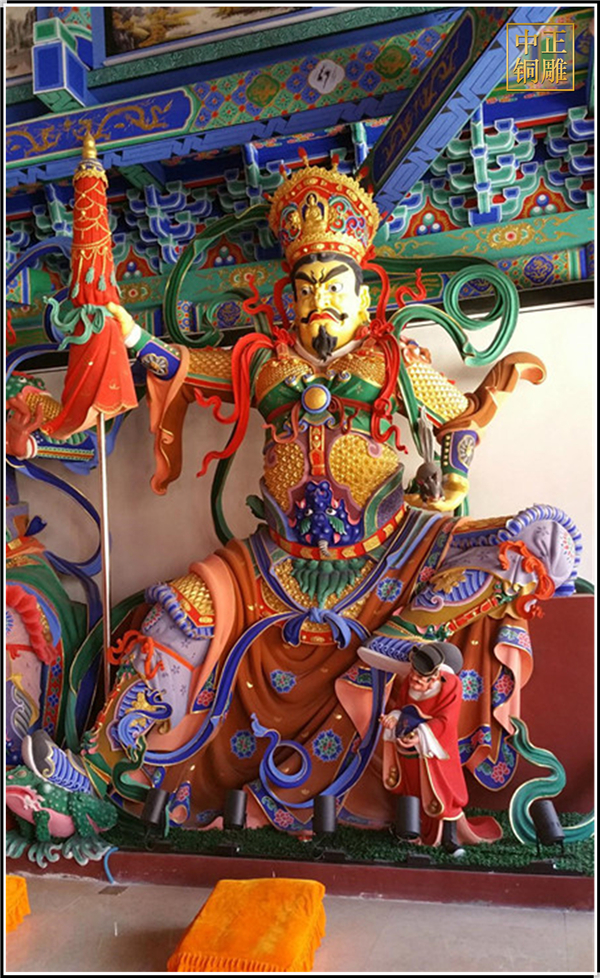 彩繪寺廟四大天王銅像
