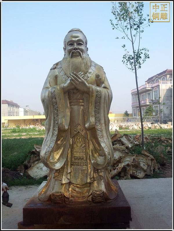 鎏金鑄銅孔子雕塑