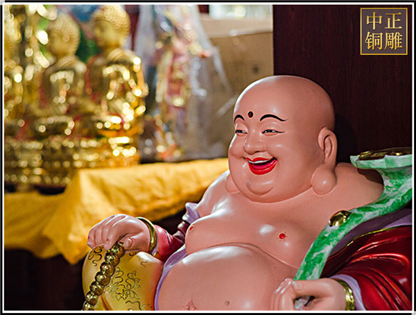 彩繪彌勒佛銅像