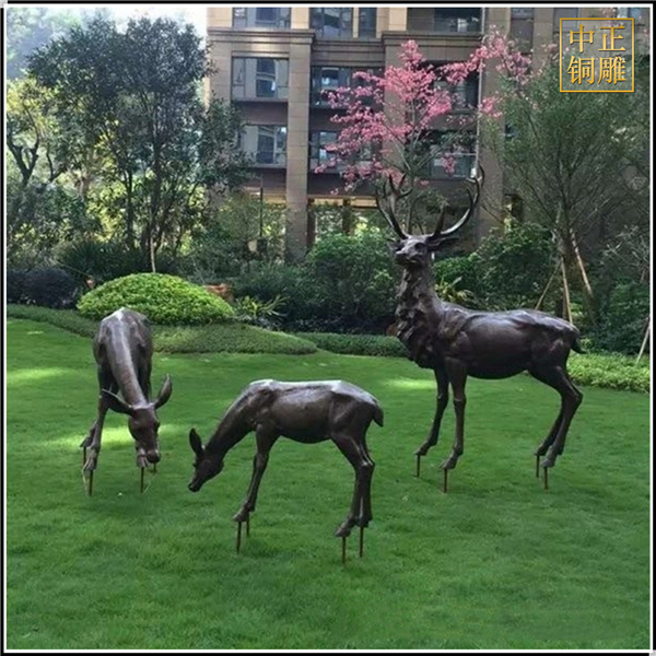 小區景觀銅鹿雕塑
