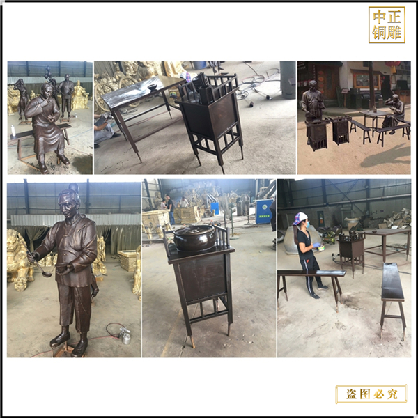 步行街餐廳人物銅雕塑制作