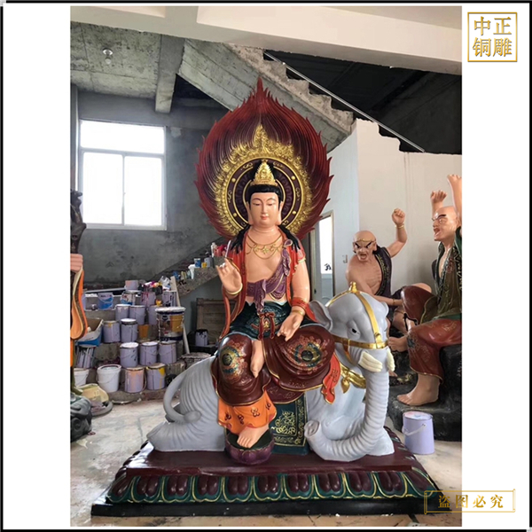 純銅鎏金文殊普賢菩薩像