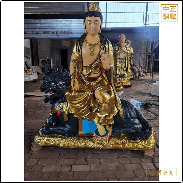 純銅文殊普薩佛像擺件