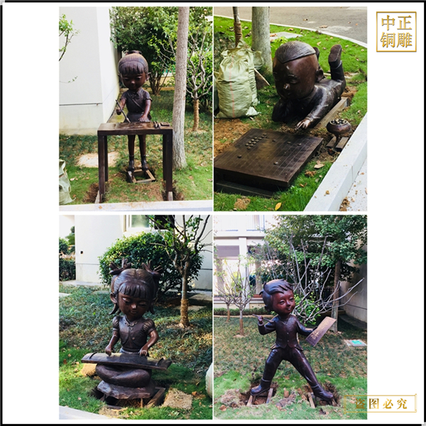 各種公園小孩銅雕塑