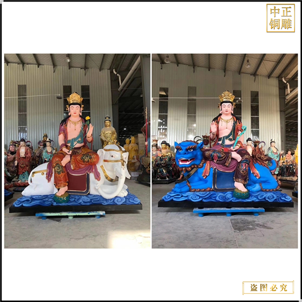 彩繪文殊普賢銅像