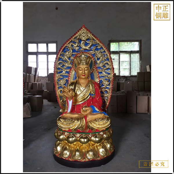 純銅貼金西方三圣佛像