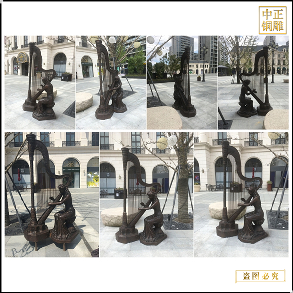 廣場美女彈琴雕塑鑄造