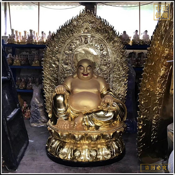 鑄銅貼金彌勒佛銅像