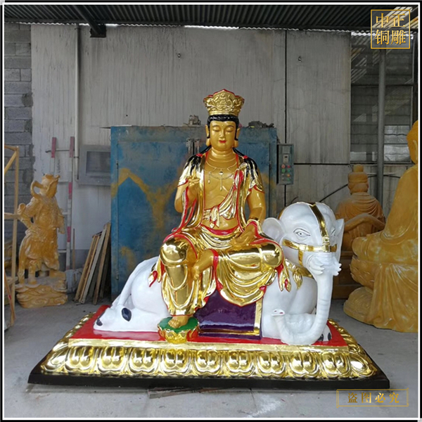 彩繪文殊普賢銅佛像批發