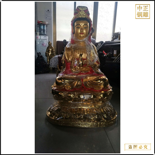 生產(chǎn)貼金觀音菩薩銅像