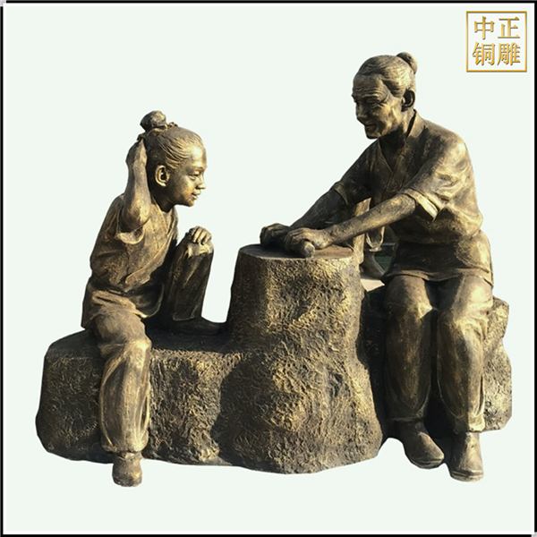 鐵杵磨成針寓言人物雕塑