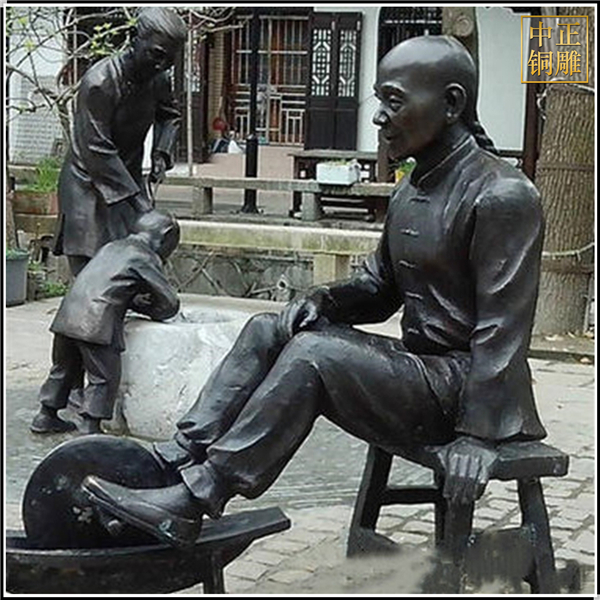 室外中醫碾藥景觀銅像