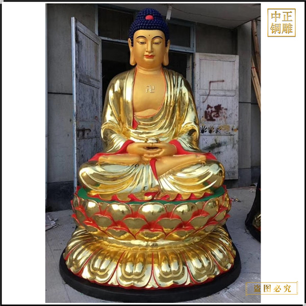 大型貼金釋迦牟尼佛雕像