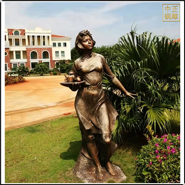 端茶盤景觀人物雕塑